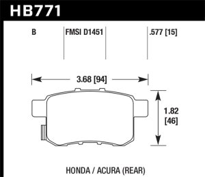Honda Accord Brake Pad Set - Rear - Hawk Performance - HPS 5.0 - `08-`16